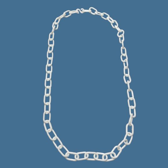 Vtg 80s White Plastic Chain Necklace For Clip Bell Charms Replacement Toy 24" - Picture 6 of 7